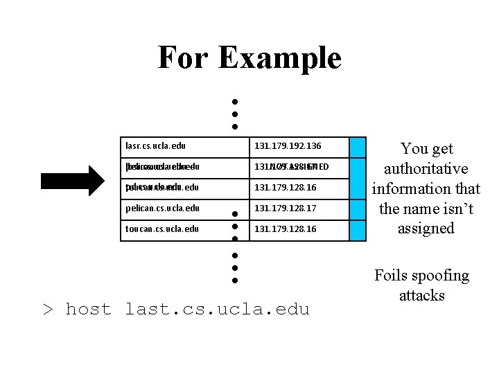 For Example lasr. cs. ucla. edu 131. 179. 192. 136 pelican. cs. ucla. edu