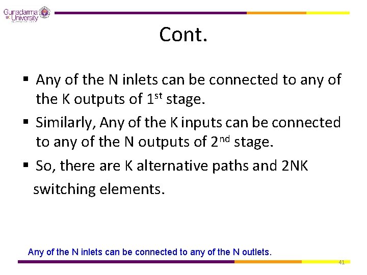 Cont. § Any of the N inlets can be connected to any of the