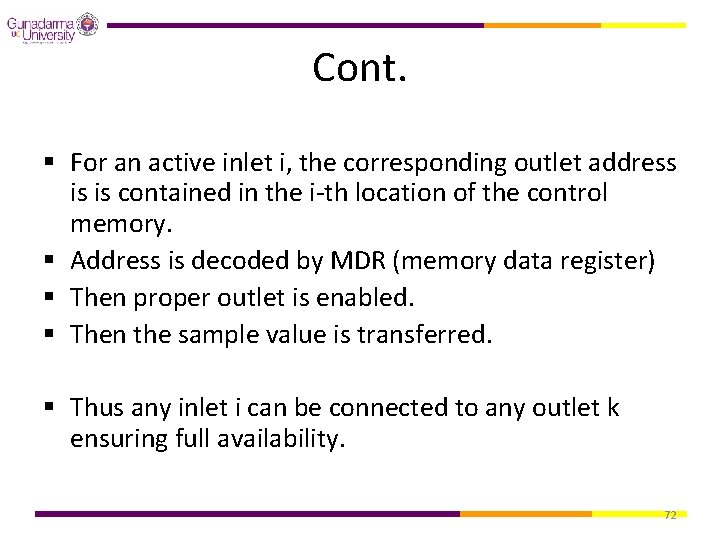 Cont. § For an active inlet i, the corresponding outlet address is is contained