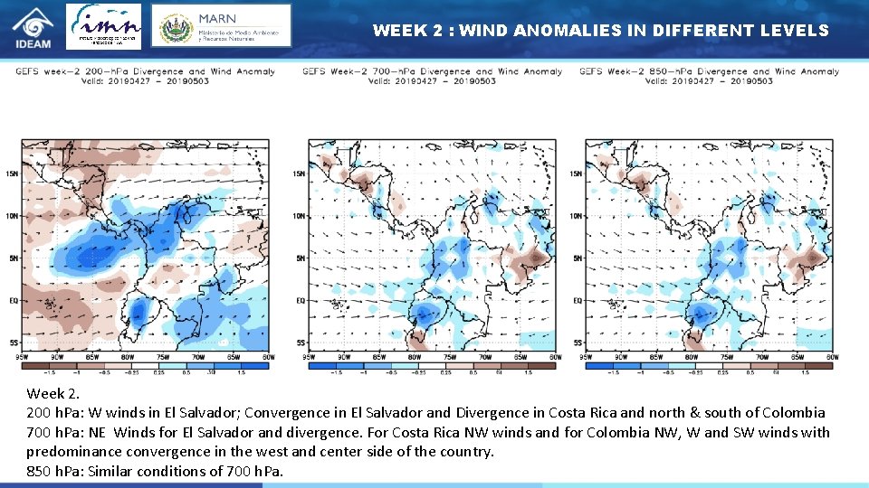 WEEK 2 : WIND ANOMALIES IN DIFFERENT LEVELS Week 2. 200 h. Pa: W