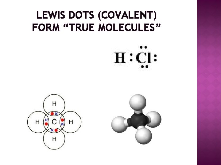 LEWIS DOTS (COVALENT) FORM “TRUE MOLECULES” 