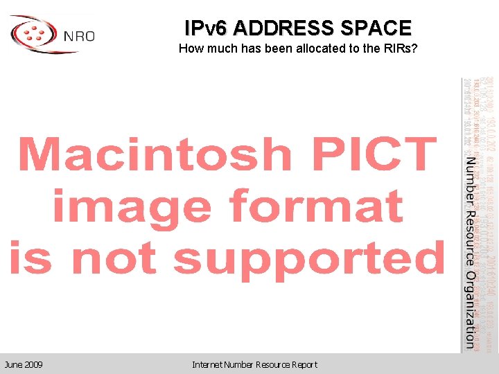 IPv 6 ADDRESS SPACE How much has been allocated to the RIRs? June 2009