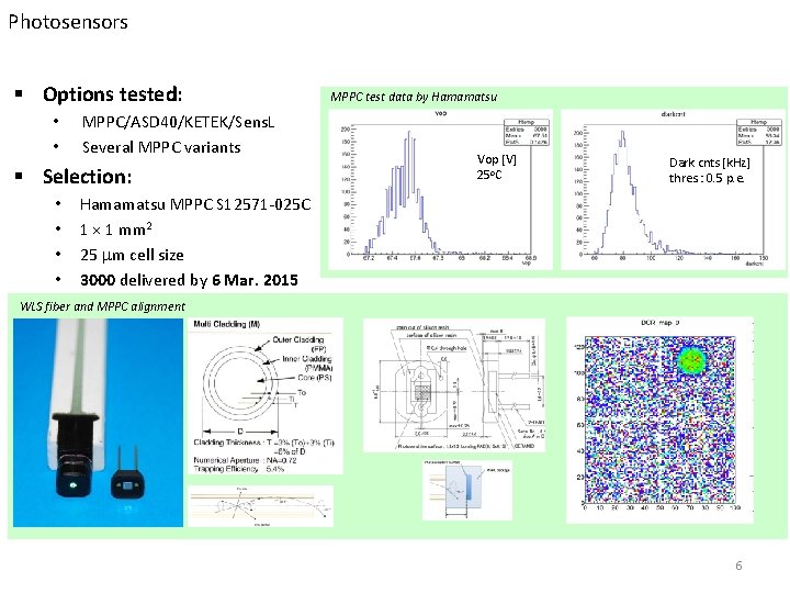 Photosensors § Options tested: • • MPPC/ASD 40/KETEK/Sens. L Several MPPC variants § Selection: