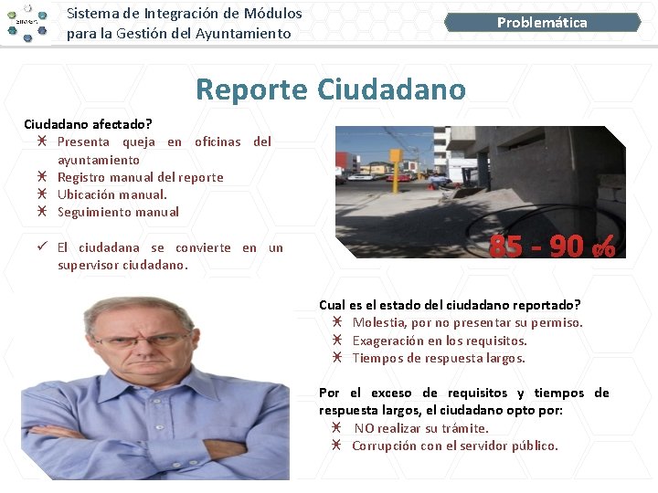 Sistema de Integración de Módulos para la Gestión del Ayuntamiento Problemática Reporte Ciudadano afectado?