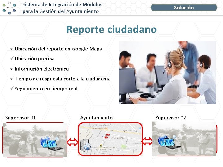Sistema de Integración de Módulos para la Gestión del Ayuntamiento Solución Reporte ciudadano üUbicación