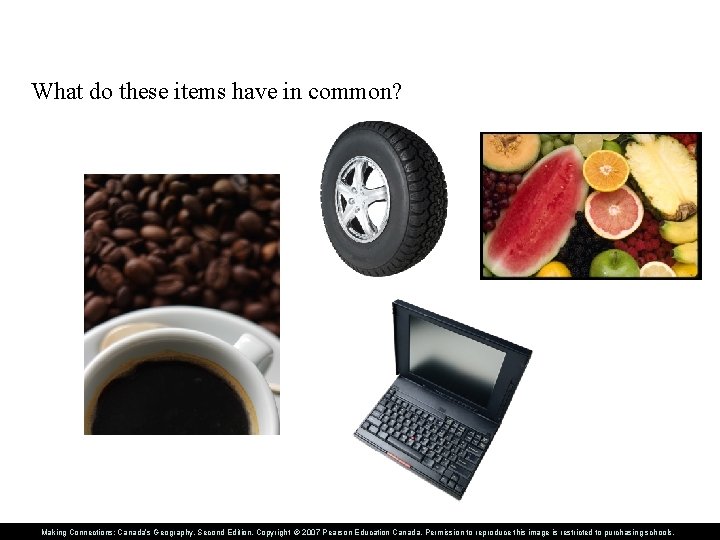 What do these items have in common? Making Connections: Canada’s Geography, Second Edition, Copyright