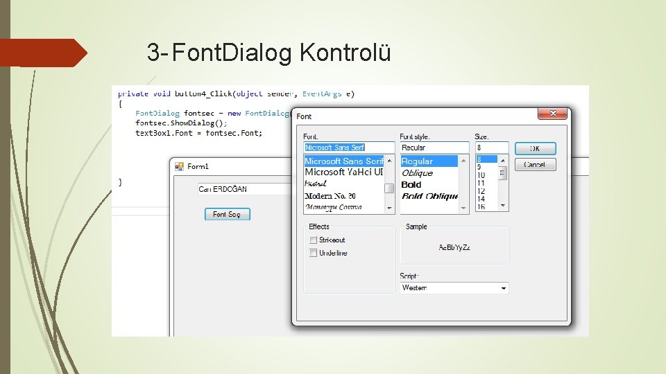 3 - Font. Dialog Kontrolü 