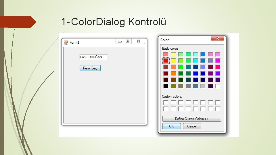 1 - Color. Dialog Kontrolü 