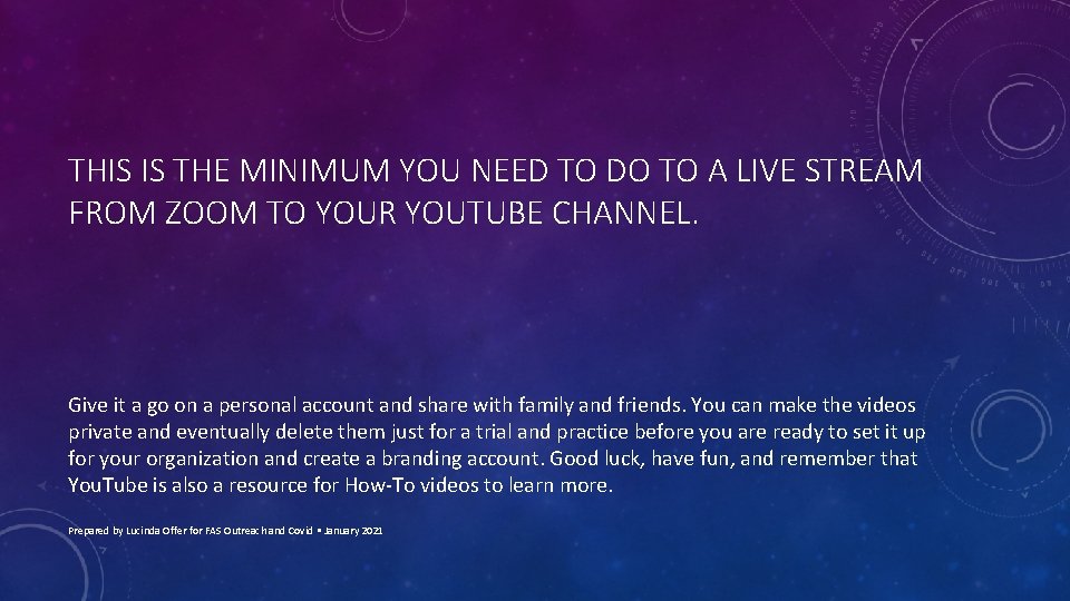 THIS IS THE MINIMUM YOU NEED TO DO TO A LIVE STREAM FROM ZOOM