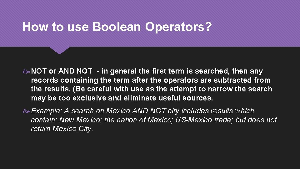 How to use Boolean Operators? NOT or AND NOT - in general the first