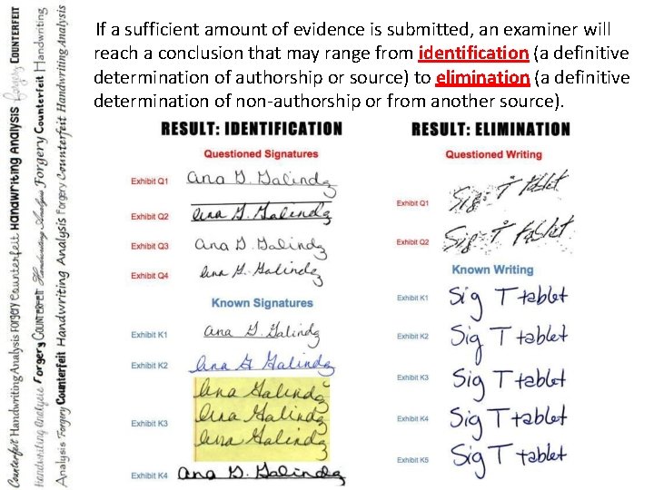 If a sufficient amount of evidence is submitted, an examiner will reach a conclusion