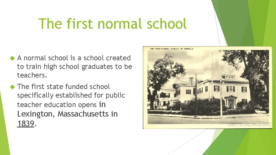 The first normal school A normal school is a school created to train high