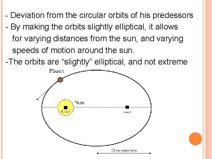 - Deviation from the circular orbits of his predessors - By making the orbits