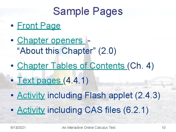 Sample Pages • Front Page • Chapter openers “About this Chapter” (2. 0) •