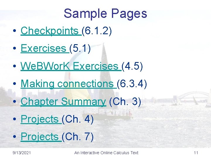 Sample Pages • Checkpoints (6. 1. 2) • Exercises (5. 1) • We. BWor.