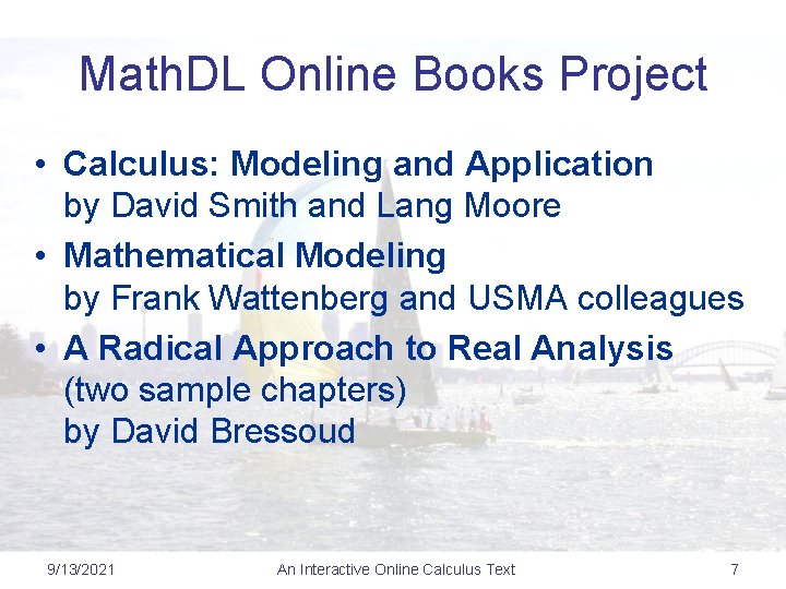 Math. DL Online Books Project • Calculus: Modeling and Application by David Smith and