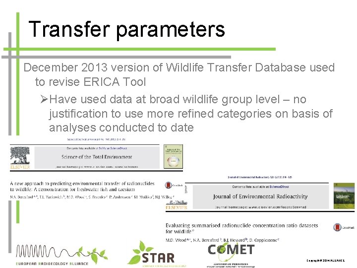 Transfer parameters December 2013 version of Wildlife Transfer Database used to revise ERICA Tool