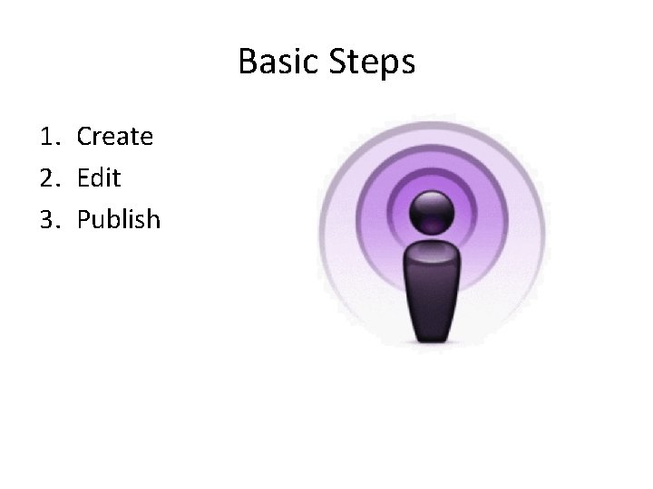 Basic Steps 1. Create 2. Edit 3. Publish 