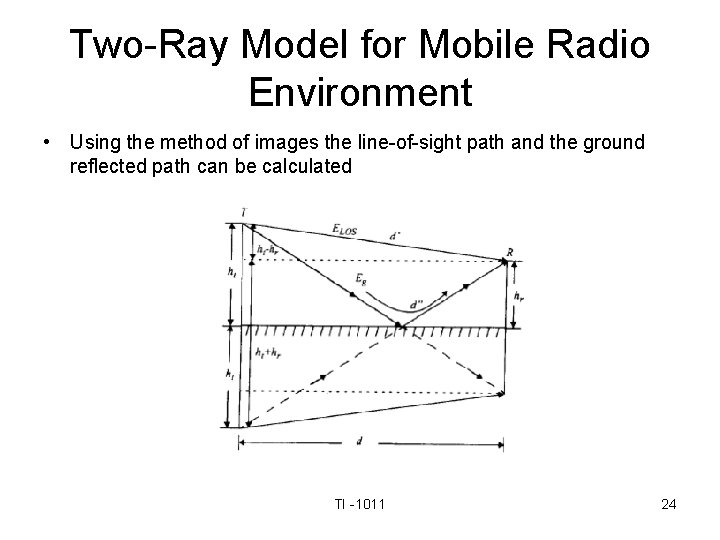 Two-Ray Model for Mobile Radio Environment • Using the method of images the line-of-sight