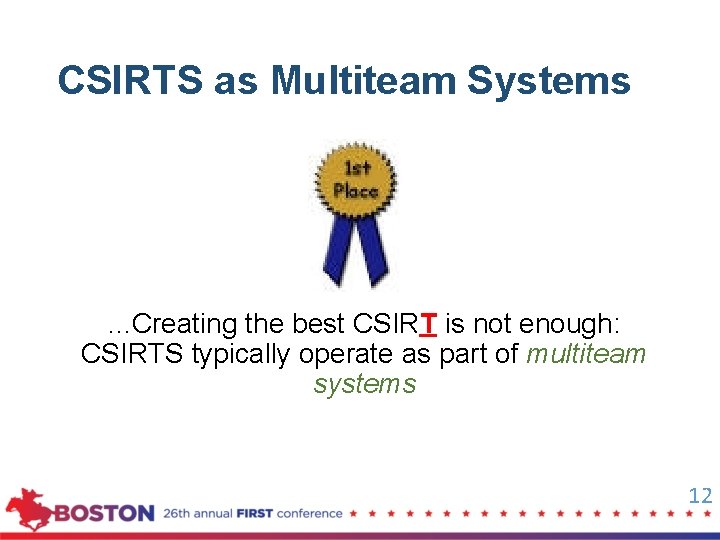 CSIRTS as Multiteam Systems . . . Creating the best CSIRT is not enough: