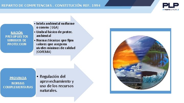 REPARTO DE COMPETENCIAS. CONSTITUCIÓN REF. 1994 NACIÓN PRESUPUESTOS MINIMOS DE PROTECCION PROVINCIA NORMAS COMPLEMENTARIAS