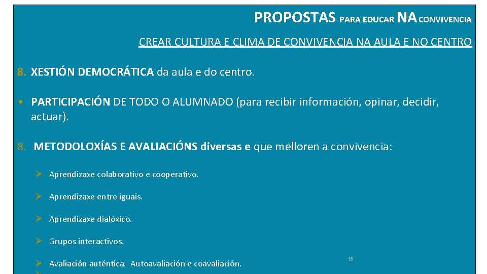 PROPOSTAS PARA EDUCAR NA CONVIVENCIA CREAR CULTURA E CLIMA DE CONVIVENCIA NA AULA E