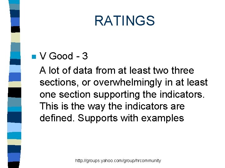 RATINGS n V Good - 3 A lot of data from at least two