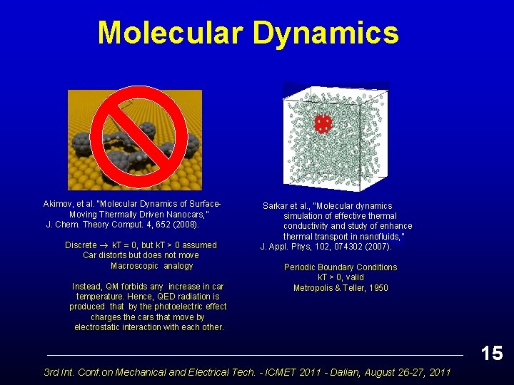 Molecular Dynamics Akimov, et al. “Molecular Dynamics of Surface. Moving Thermally Driven Nanocars, ”