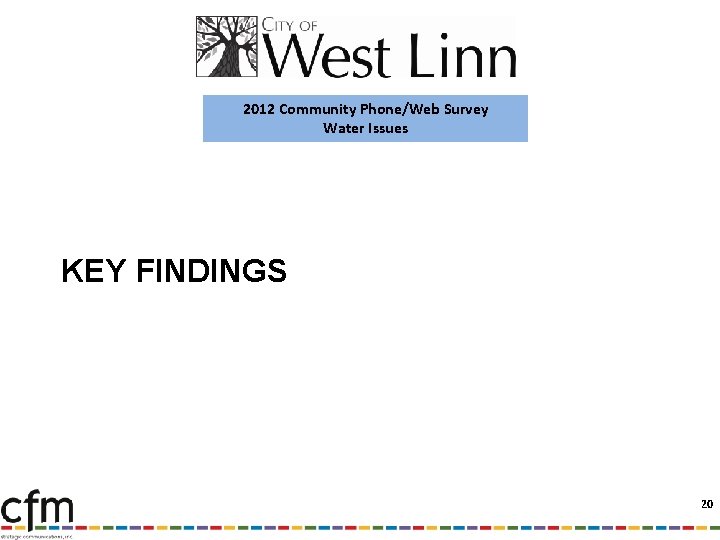 2012 Community Phone/Web Survey Water Issues KEY FINDINGS 20 