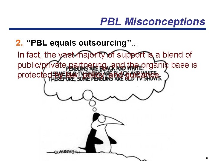 PBL Misconceptions 2. “PBL equals outsourcing”… In fact, the vast majority of support is