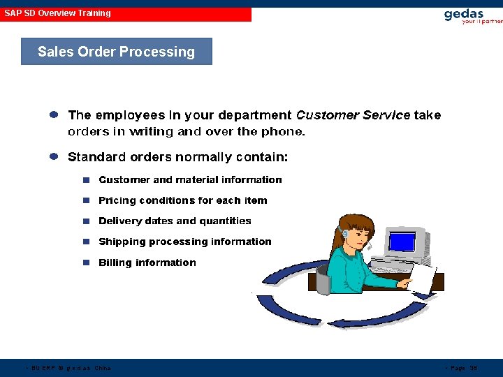 SAP SD Overview Training Sales Order Processing • BU ERP © g e d SAP SD Overview Training Sales Order Processing • BU ERP © g e d