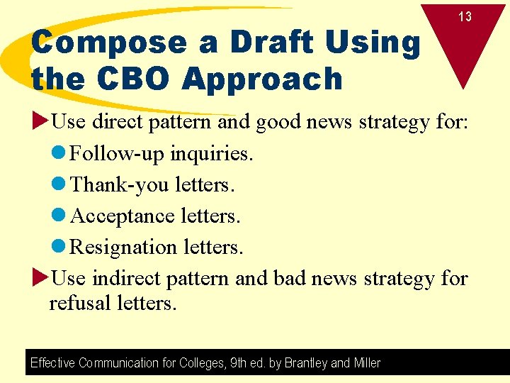 Compose a Draft Using the CBO Approach 13 u. Use direct pattern and good