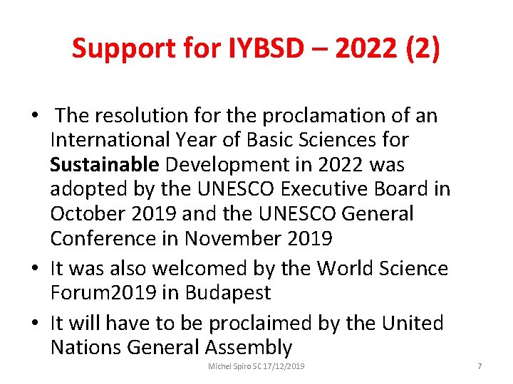 Support for IYBSD – 2022 (2) • The resolution for the proclamation of an