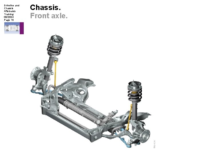 Driveline and Chassis Aftersales Training 08/2004 Page 13 Chassis. Front axle. 