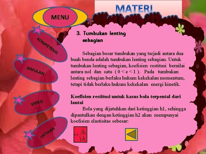 MENU KO M SIM U PE 3. Tumbukan lenting sebagian TE NS I LAS