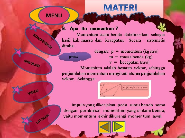 MENU B. Apa itu momentum ? KO M SIM U PE TE NS I