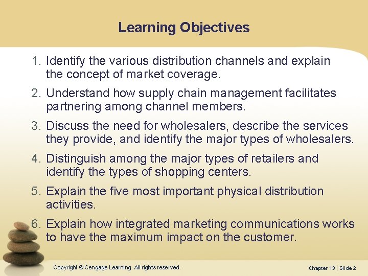 Learning Objectives 1. Identify the various distribution channels and explain the concept of market