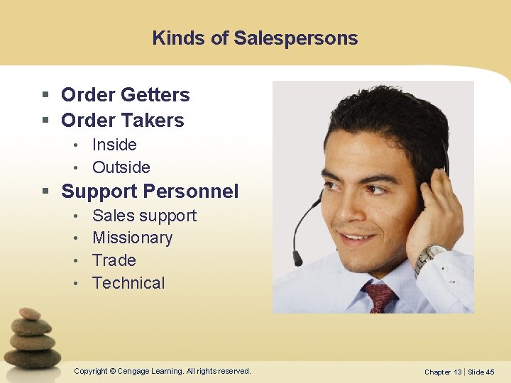 Kinds of Salespersons § Order Getters § Order Takers • Inside • Outside §