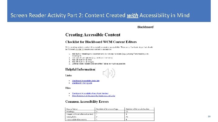 Screen Reader Activity Part 2: Content Created with Accessibility in Mind 10 