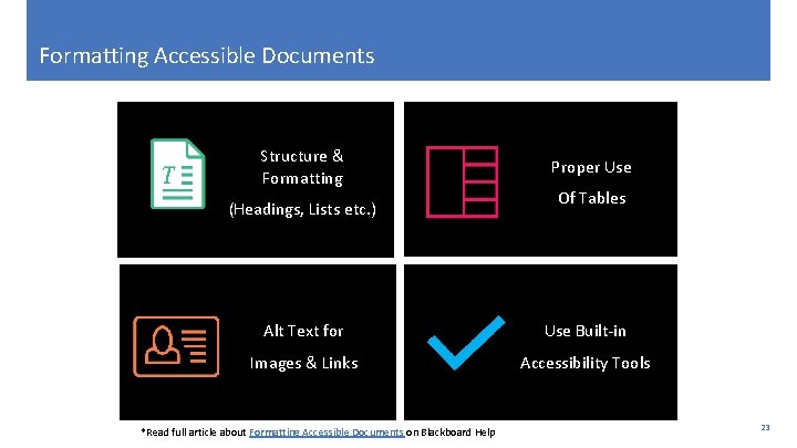 Formatting Accessible Documents Structure & Formatting (Headings, Lists etc. ) Proper Use Of Tables