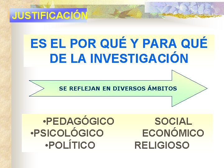 JUSTIFICACIÓN ES EL POR QUÉ Y PARA QUÉ DE LA INVESTIGACIÓN SE REFLEJAN EN