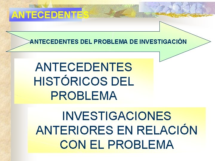 ANTECEDENTES DEL PROBLEMA DE INVESTIGACIÓN ANTECEDENTES HISTÓRICOS DEL PROBLEMA INVESTIGACIONES ANTERIORES EN RELACIÓN CON