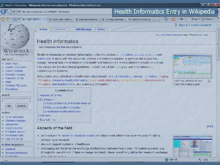 Health Informatics Entry in Wikipedia 