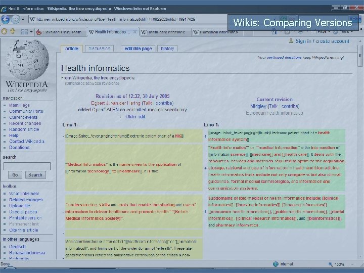 Wikis: Comparing Versions 