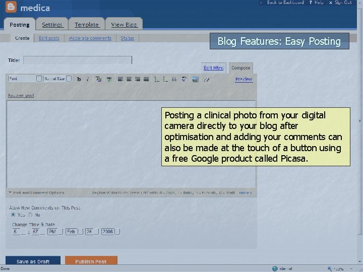 Blog Features: Easy Posting a clinical photo from your digital camera directly to your