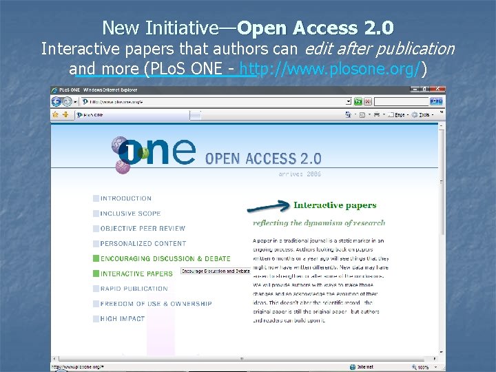 New Initiative—Open Access 2. 0 Interactive papers that authors can edit after publication and
