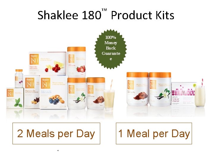 ™ Shaklee 180 Product Kits 100% Money Back Guarante e 2 Meals per Day