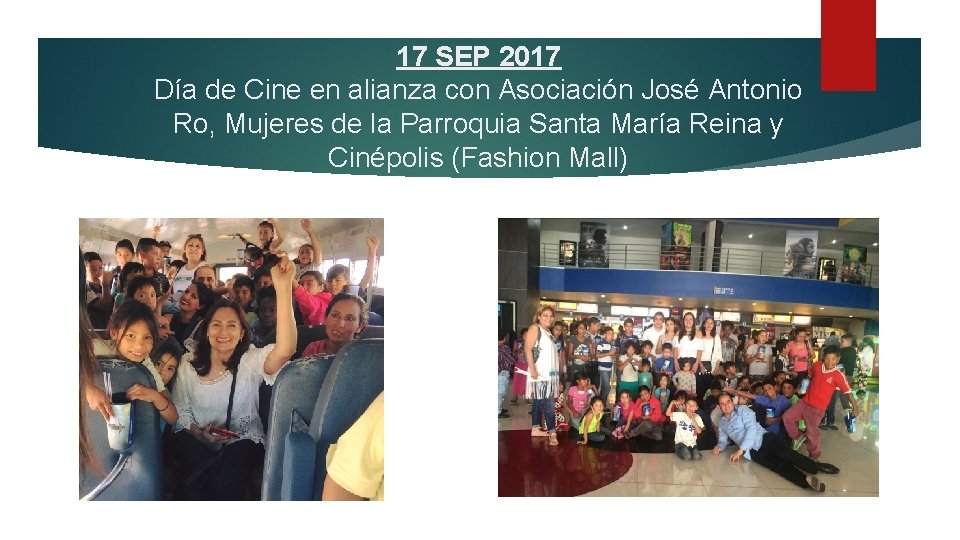 17 SEP 2017 Día de Cine en alianza con Asociación José Antonio Ro, Mujeres