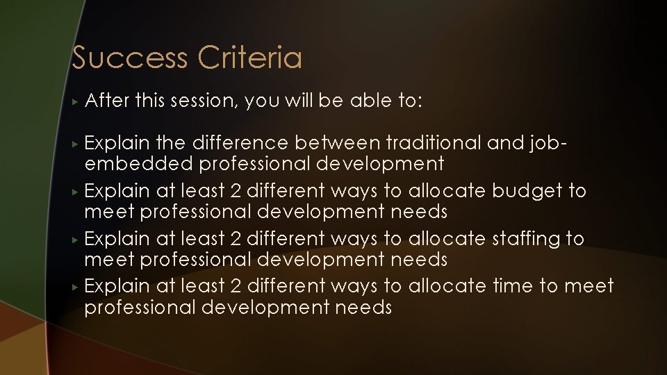 Success Criteria ▶ After this session, you will be able to: Explain the difference
