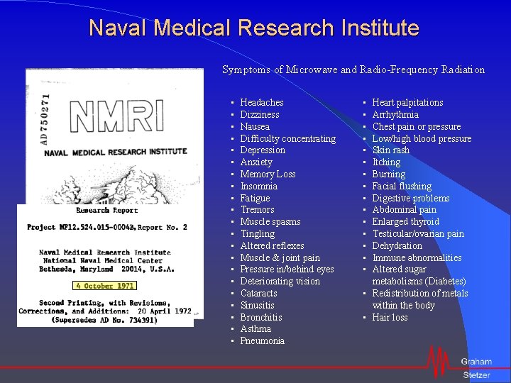 Naval Medical Research Institute Symptoms of Microwave and Radio-Frequency Radiation • • • •